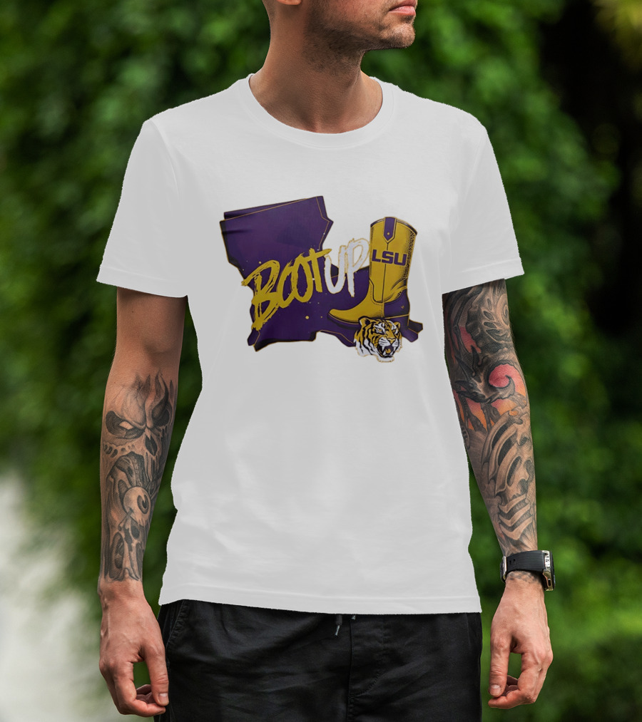 Welcome Home Coach Will Wade Boot Up LSU Tigers Louisiana Map And Boot With LSU Logo And Tiger Head T-Shirt