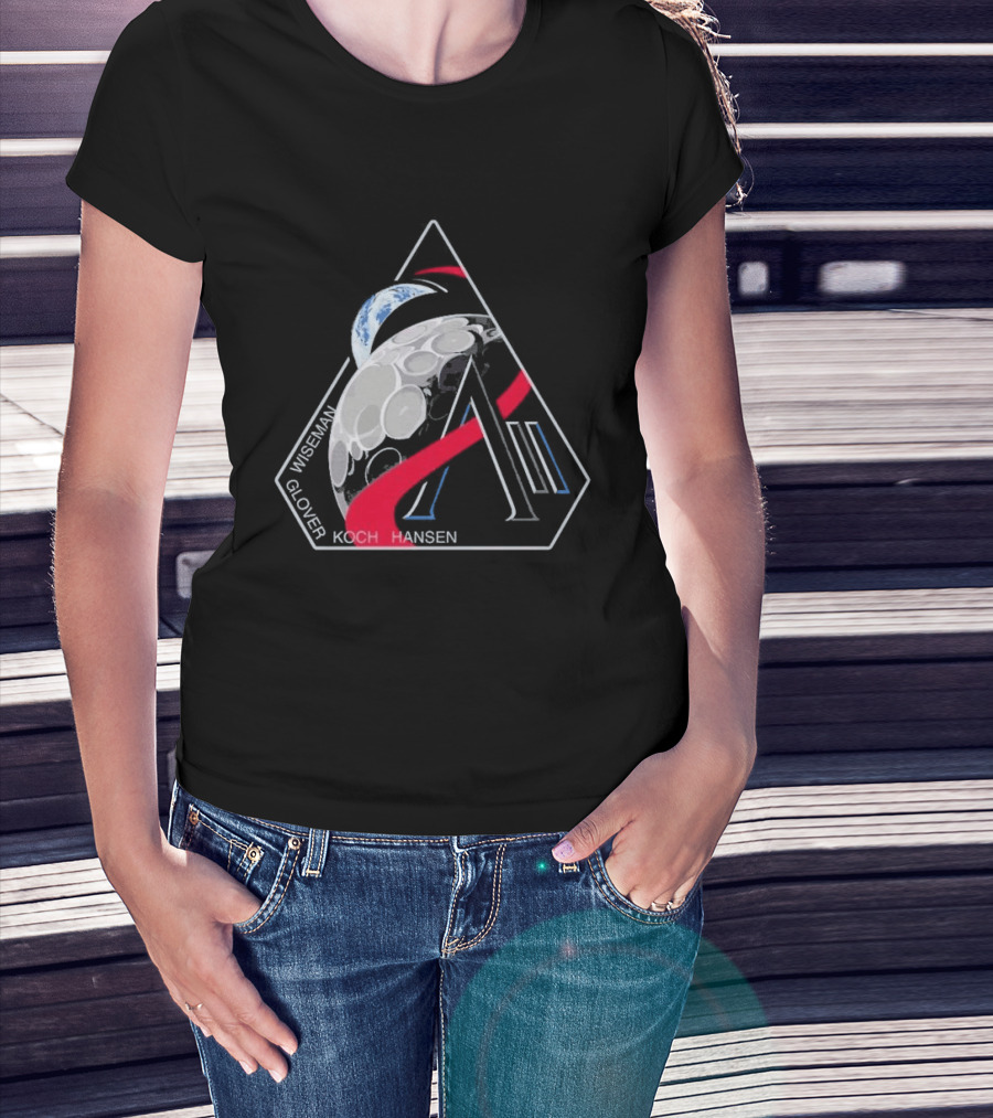 Artemis II Mission Wiseman Glover Koch Hansen Patch T-Shirt