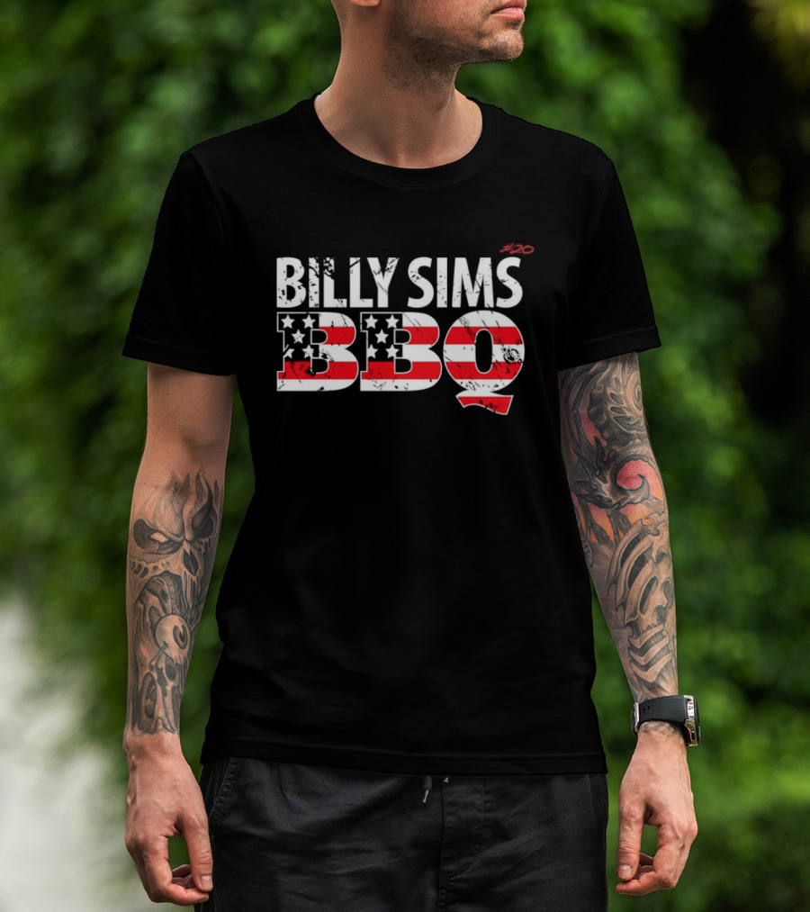 Billy Sims BBQ American Flag Stars And Stripes T-Shirt