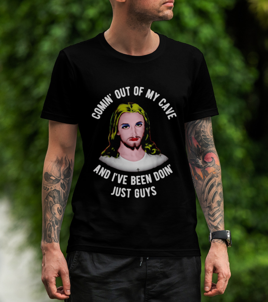 Comin' Out Of My Cave And I've Been Doin' Just Guys Retro Jesus T-Shirt