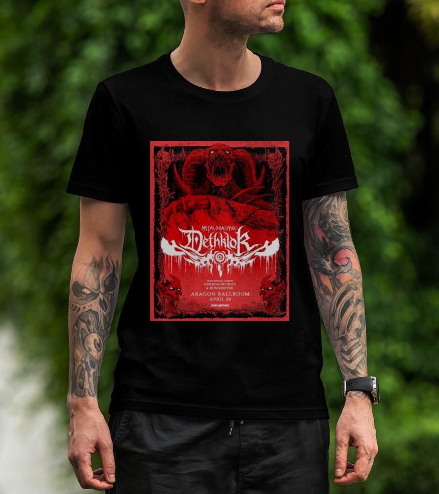 Metalocalypse Dethklok With Nekrogoblikon And Bongripper At Aragon Ballroom April 26 Live Nation T-Shirt
