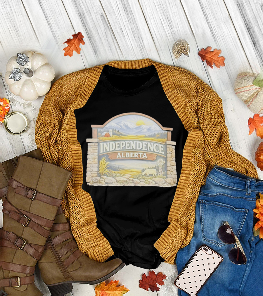 Independence Alberta Rural Landscape Sign Farm Scene T-Shirt