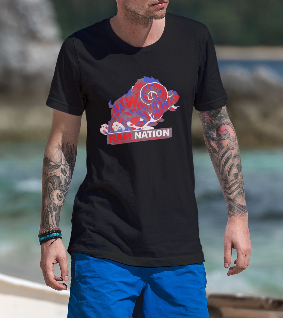 Ram Nation Red Blue Charging Ram T-Shirt