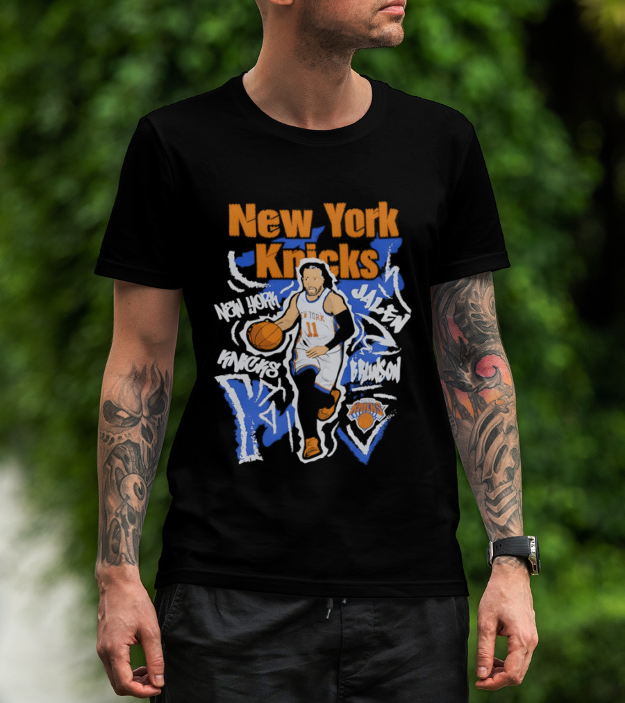 New York Knicks Jalen Brunson 11 Basketball NBA Player Cartoon T-Shirt