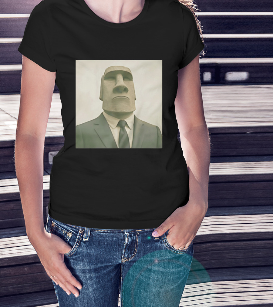 Moai Statue Wearing Business Suit T-Shirt