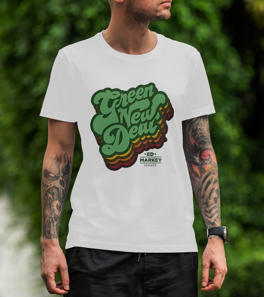 Green New Deal Ed Markey Senate Retro Font T-Shirt