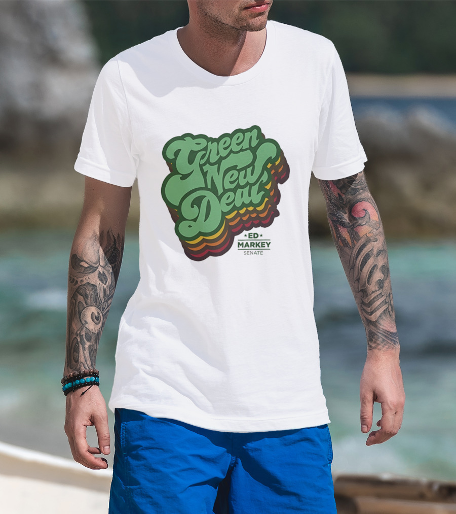 Green New Deal Ed Markey Senate Retro Font T-Shirt