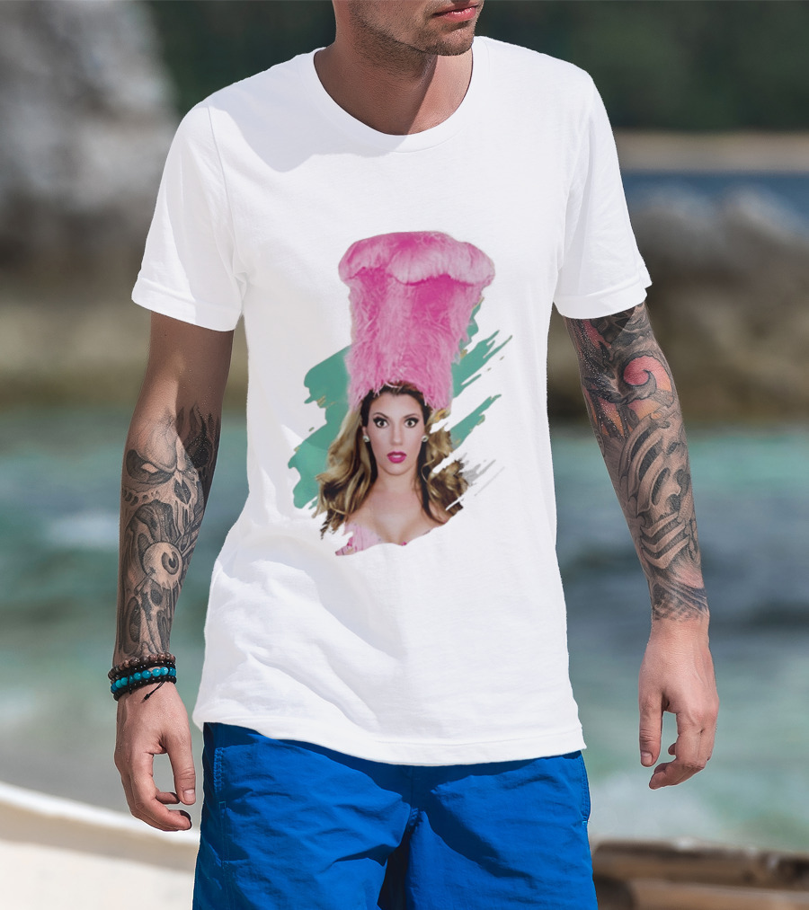 Maren Wade Showgirl Confessions Pink Feather Headdress T-Shirt