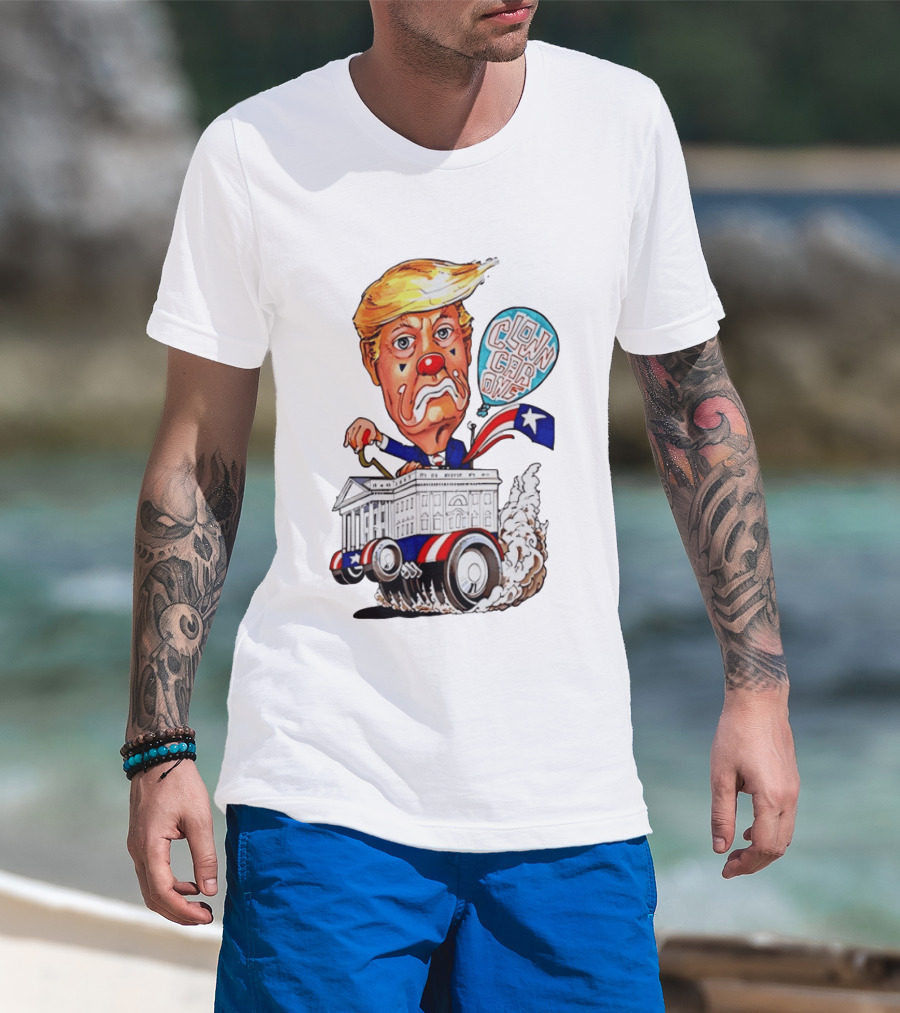 Clown Car One Cartoon Trump White House Sátira Política Divertida T-Shirt