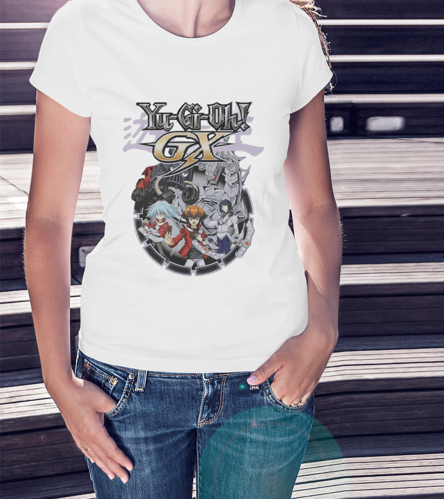 Yu Gi Oh GX Anime Characters With Duel Disk And Monsters T-Shirt