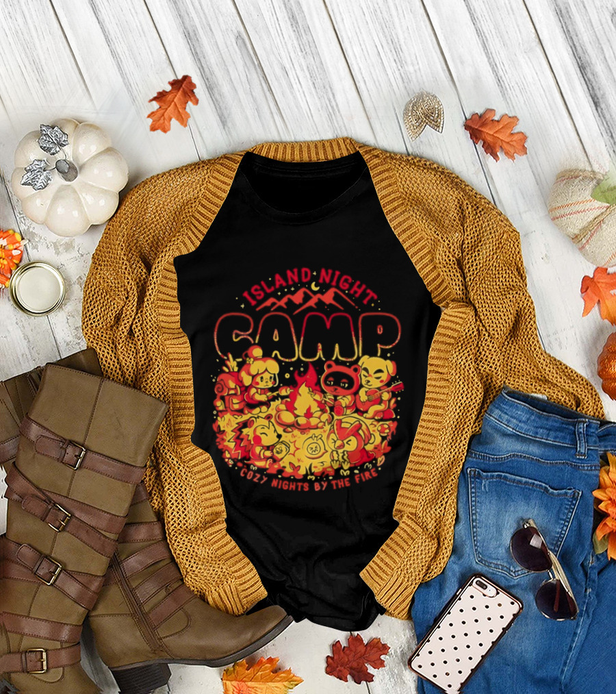 Island Night Camp Adventures with K.K. Slider and Blathers T-Shirt