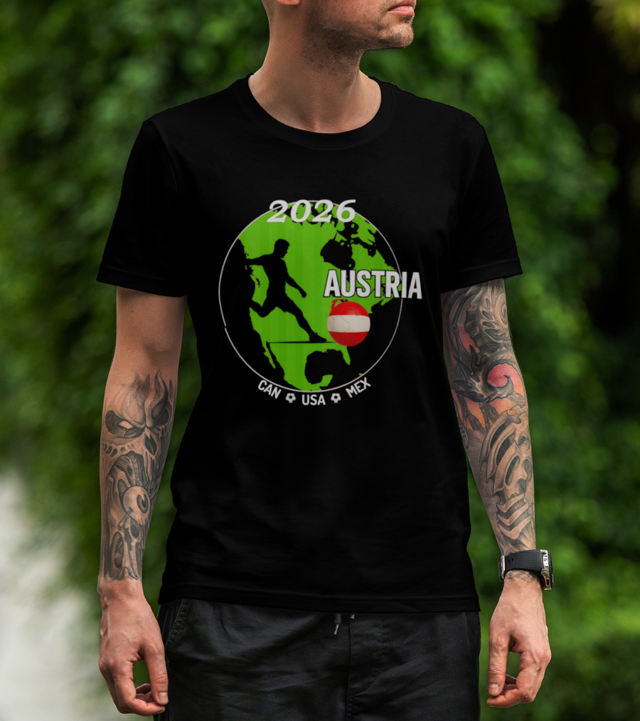 Austria Football 2026 CAN USA MEX World Cup Soccer Map T-Shirt