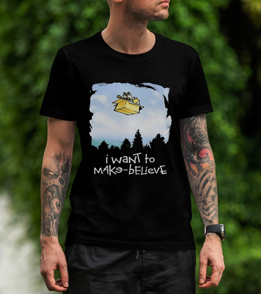 I Want To Mako Believe Calvin And Hobbes Inspired Flying Box Adventure T-Shirt