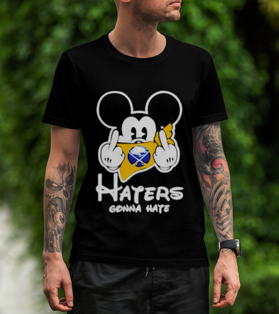 Buffalo Sabres Mickey Haters Gonna Hate Middle Finger Hockey Fan T-Shirt