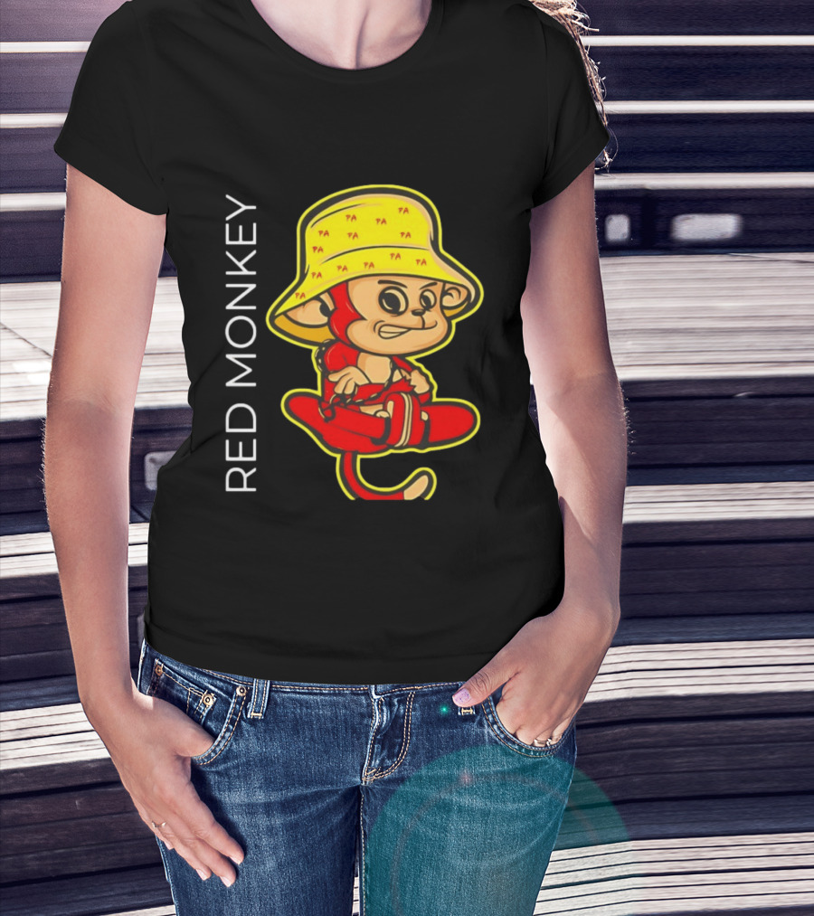 PA Red Monkey Cartoon With Yellow Hat T-Shirt