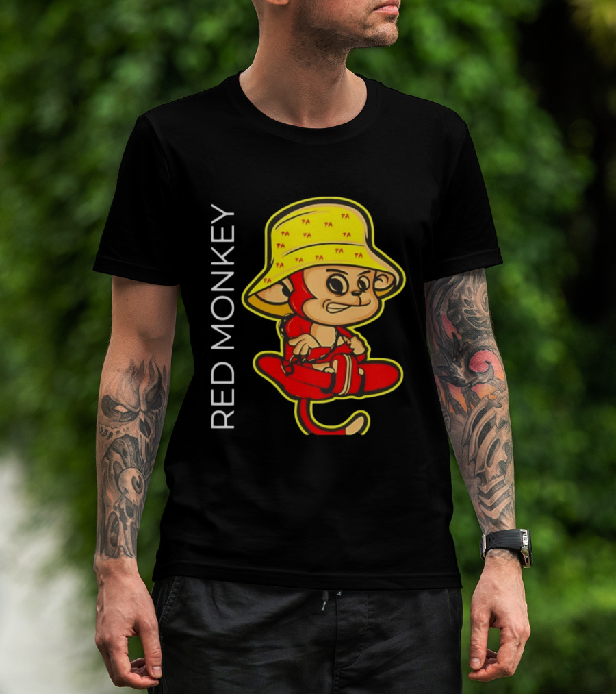 PA Red Monkey Cartoon With Yellow Hat T-Shirt