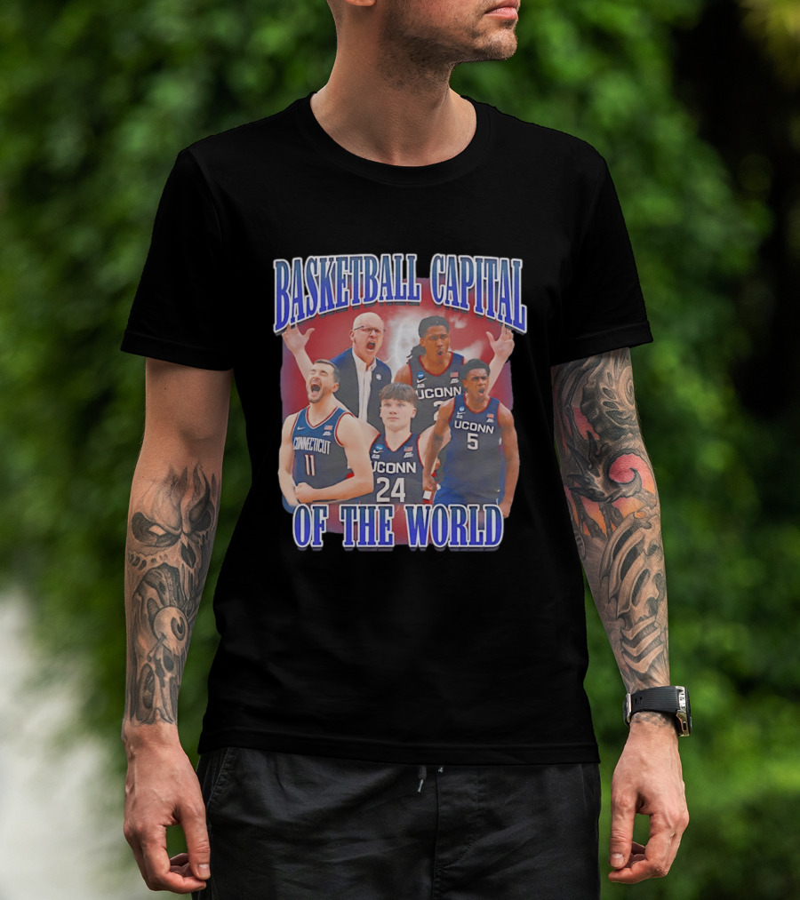 UConn Huskies Basketball Capital Of The World Dan Hurley Players T-Shirt