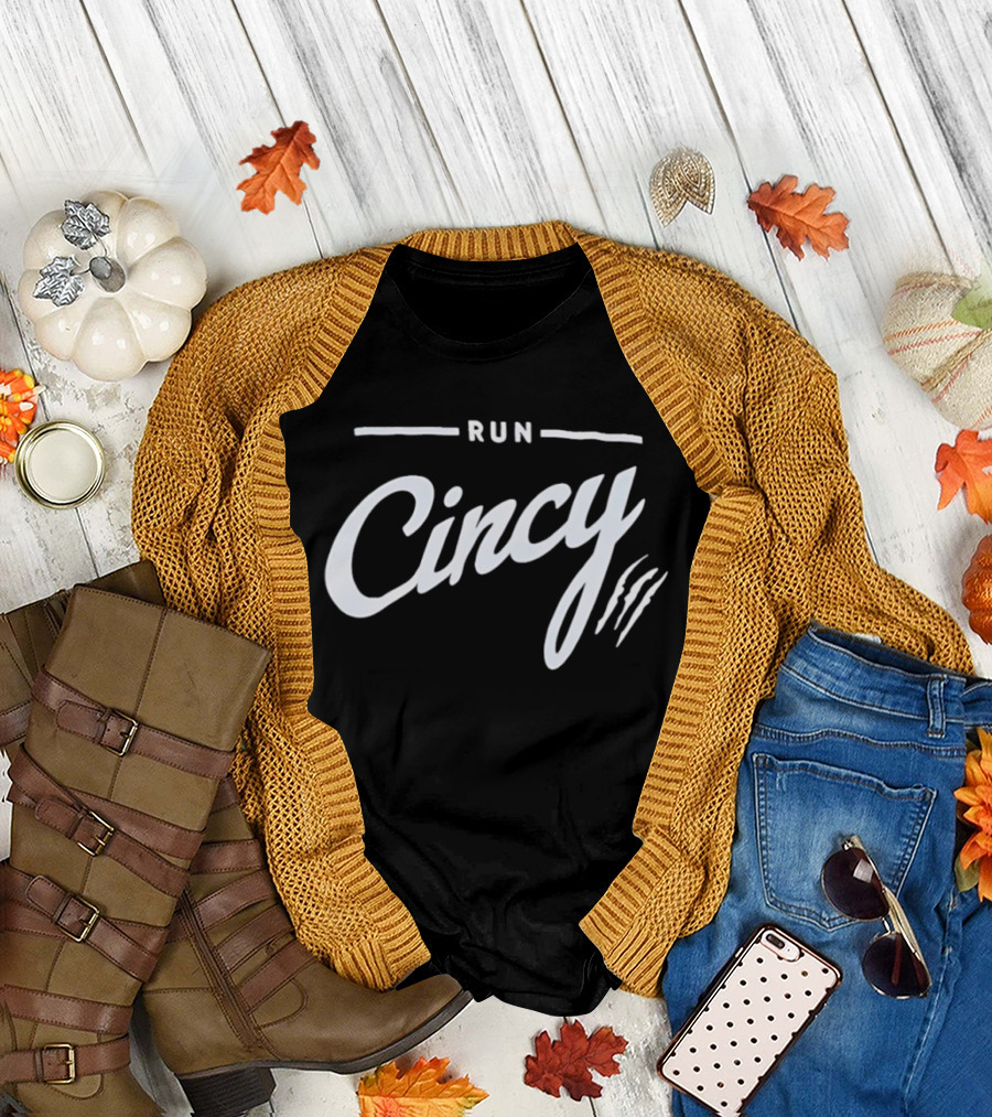 RUN CINCY Cincinnati Athletics Enthusiasts Sportswear T-Shirt
