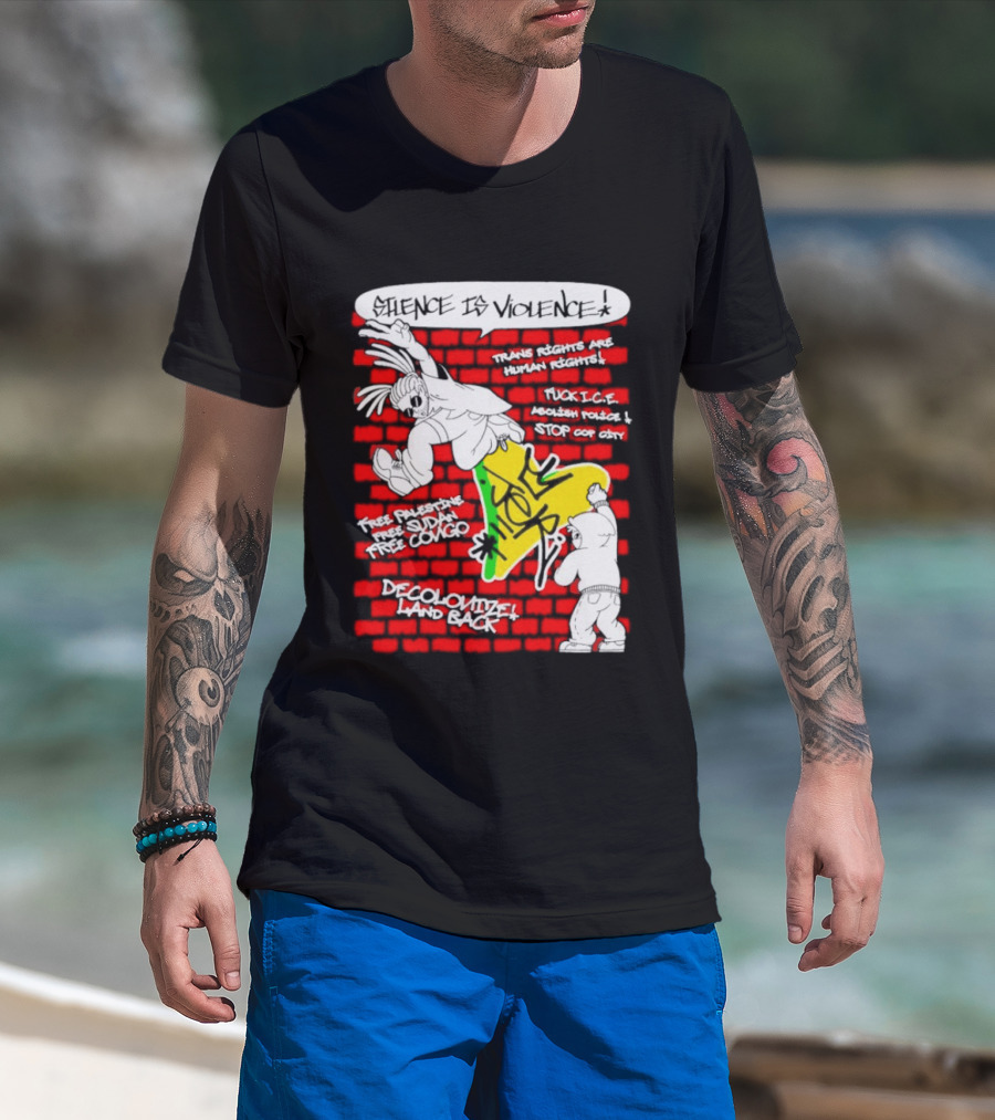 Silence Is Violence Trans Rights Are Human Rights Decolonize Land Back Black Trans Lives Matter Police Brutality Stop Cop City T-Shirt