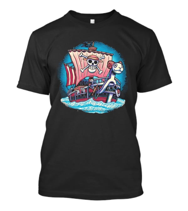 Straw Hat Pirates Going Merry Jolly Roger And Figurehead In Ocean Adventure T-Shirt