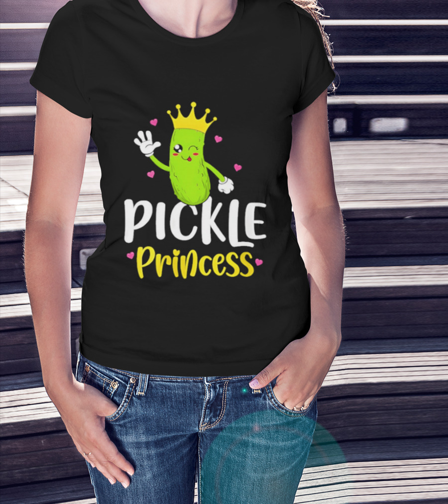 Pickle Princess Crown Cute Fun Cartoon T-Shirt