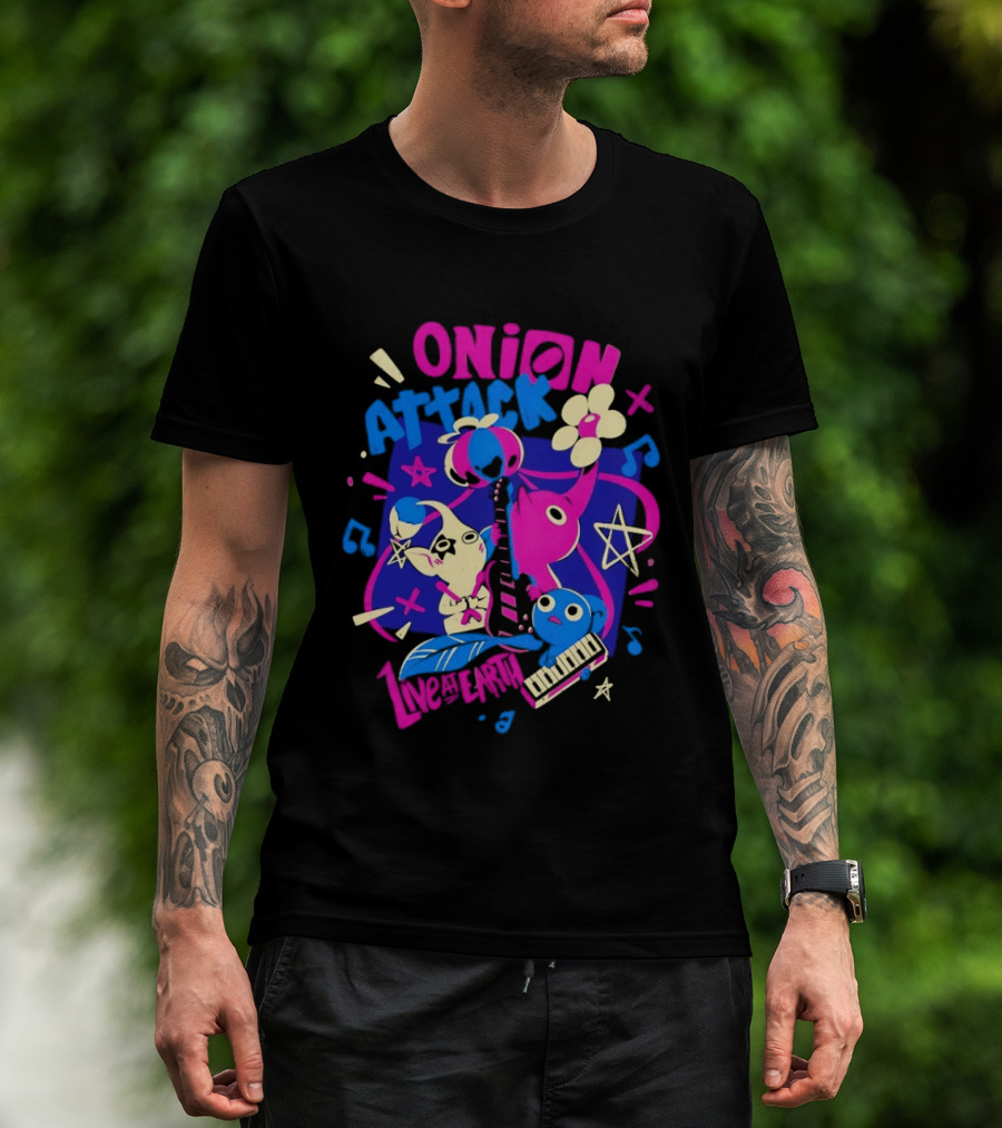 Onion Attack Live At Earth Pikmin Music Themed Concept T-Shirt