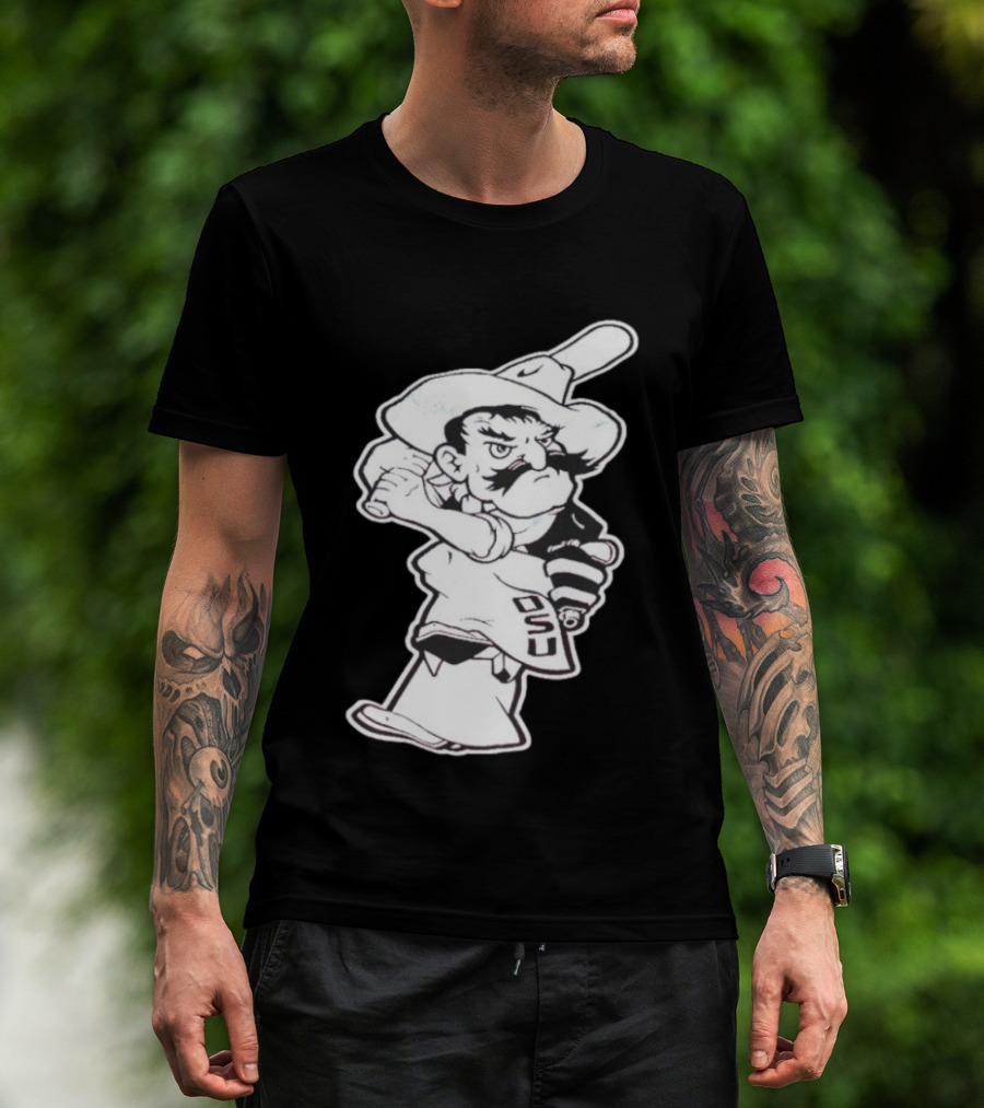 Pistol Pete Pitching OSU Cowboy Baseball T-Shirt