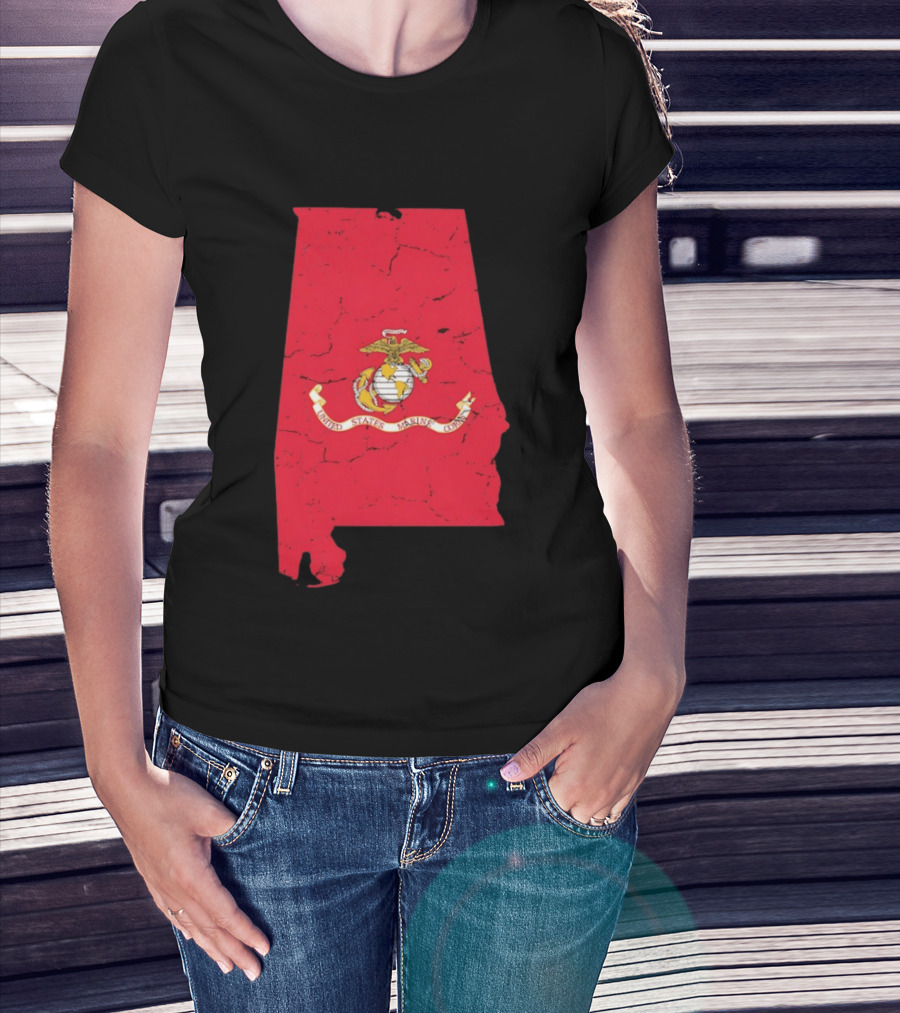 United States Marine Corps Alabama Emblem Map T-Shirt