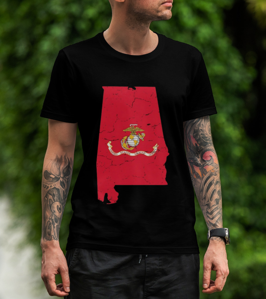 United States Marine Corps Alabama Emblem Map T-Shirt