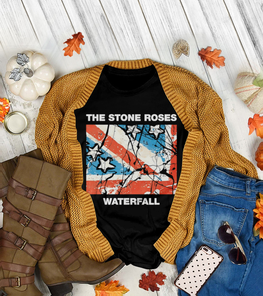 The Stone Roses Waterfall Flag Stars Union Jack T-Shirt