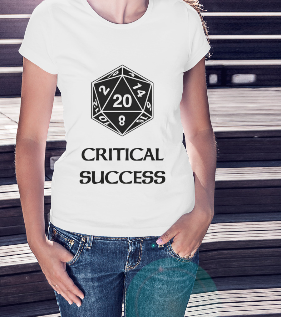 Critical Success Dungeons And Dragons Dice 20 14 2 8 T-Shirt