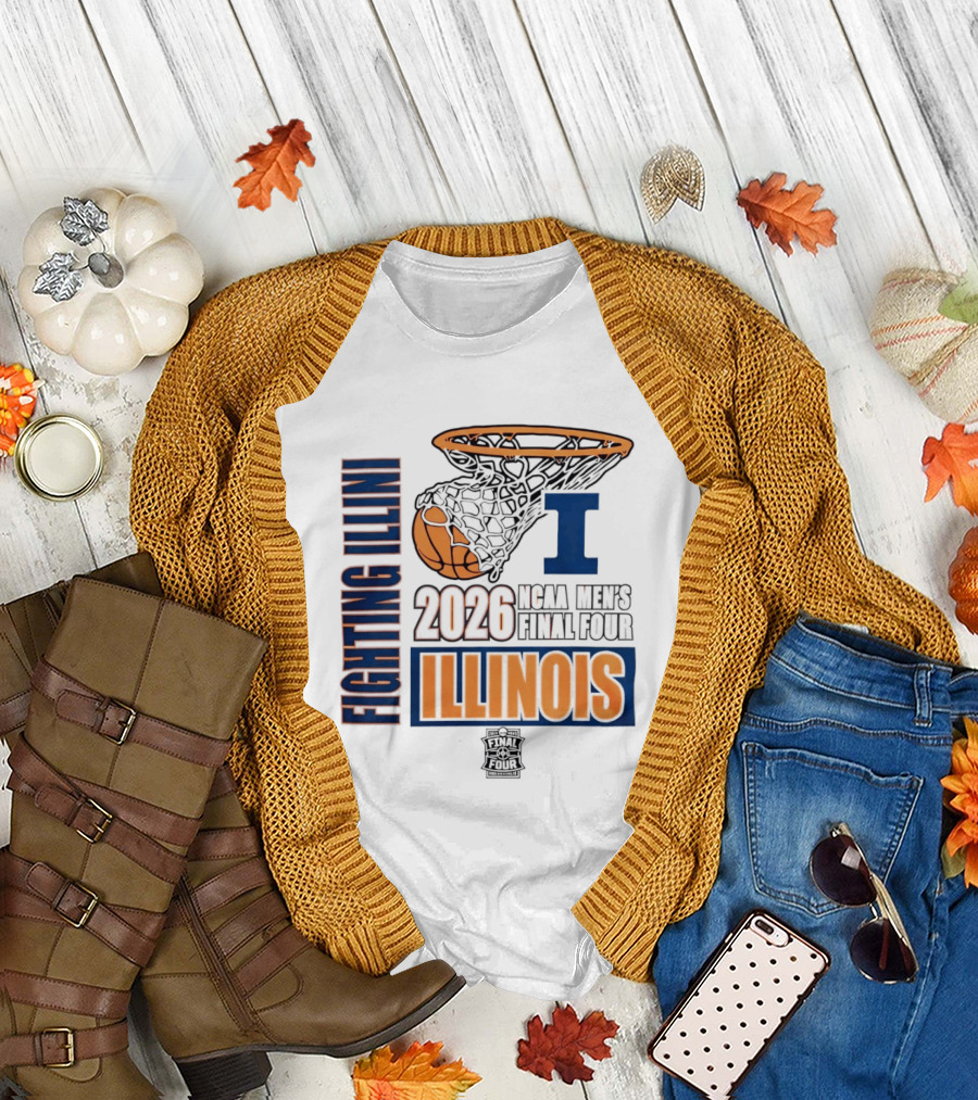 Fighting Illini 2026 NCAA Men's Final Four Illinois Basketball Net T-Shirt