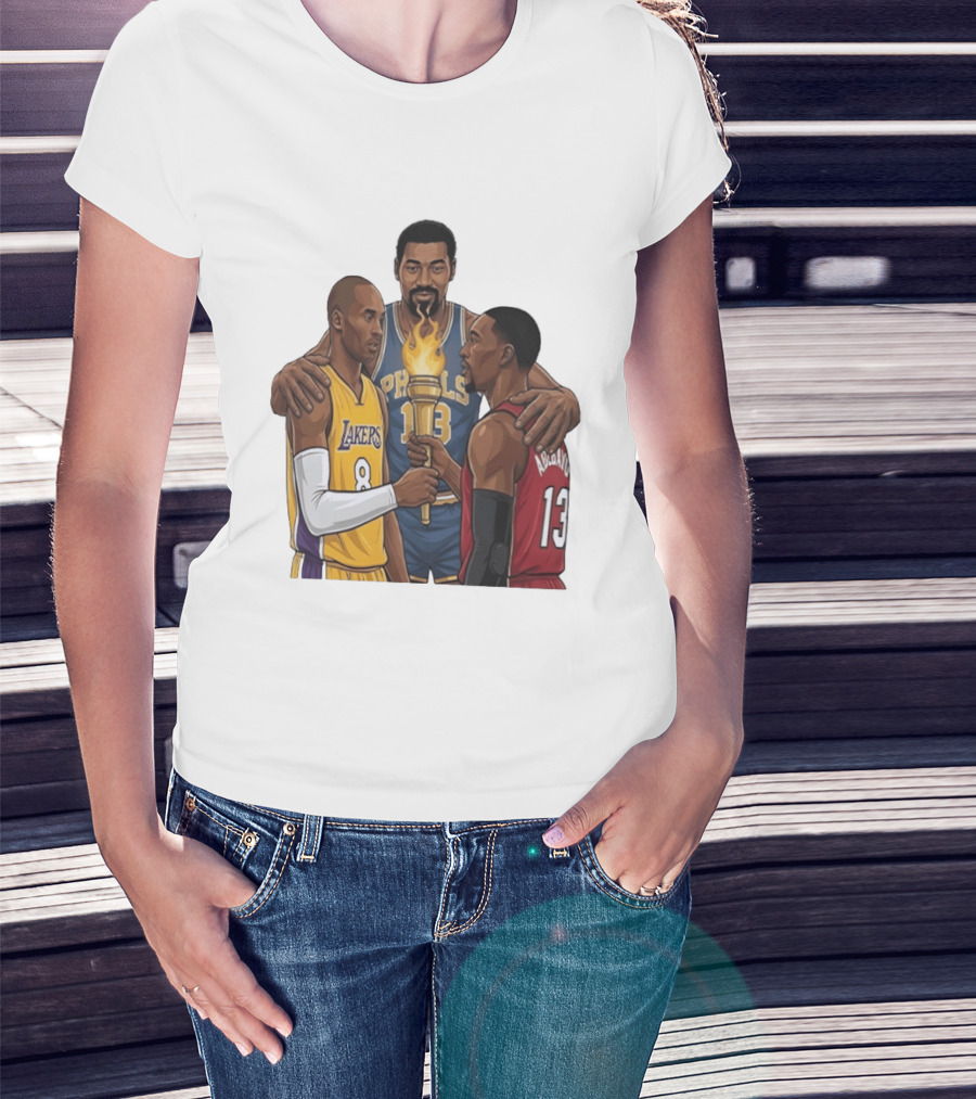 Wilt Chamberlain Kobe Bryant Lakers Bam Adebayo Miami Heat Passing The Torch T-Shirt