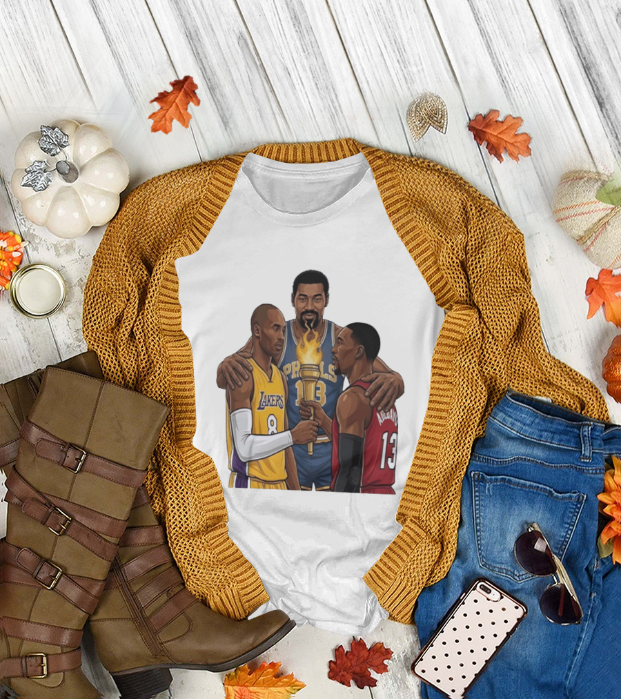 Wilt Chamberlain Kobe Bryant Lakers Bam Adebayo Miami Heat Passing The Torch T-Shirt