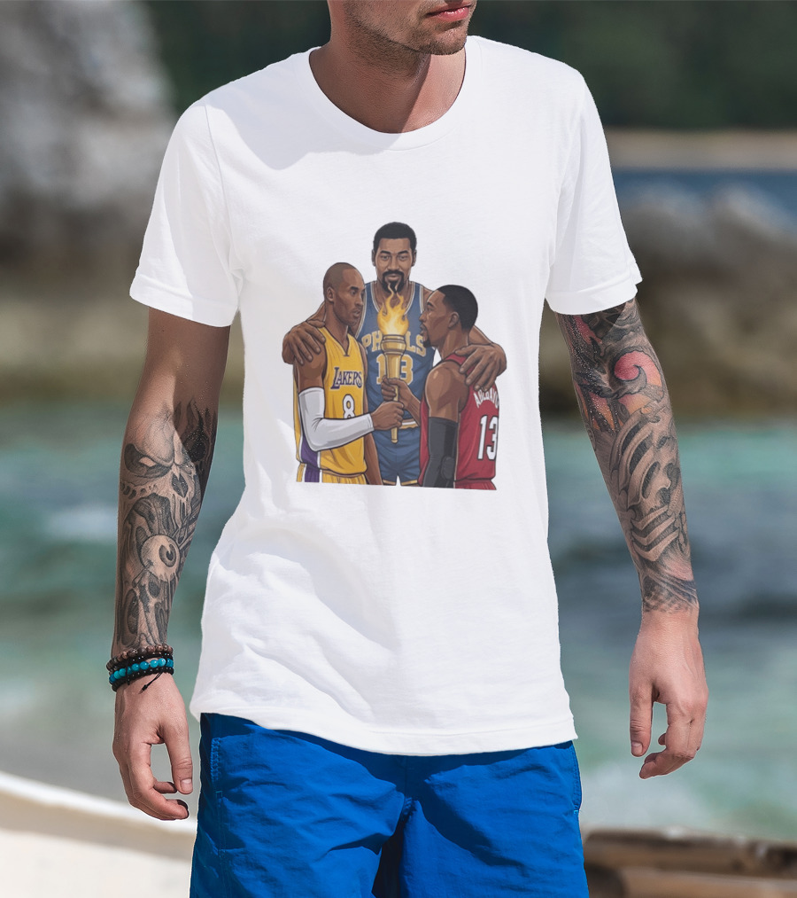 Wilt Chamberlain Kobe Bryant Lakers Bam Adebayo Miami Heat Passing The Torch T-Shirt