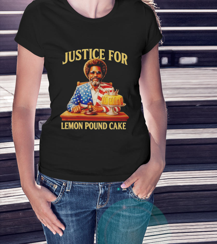 Justice For Lemon Pound Cake Meme Retro Style Judge With Gavel And Patriotic Suit T-Shirt