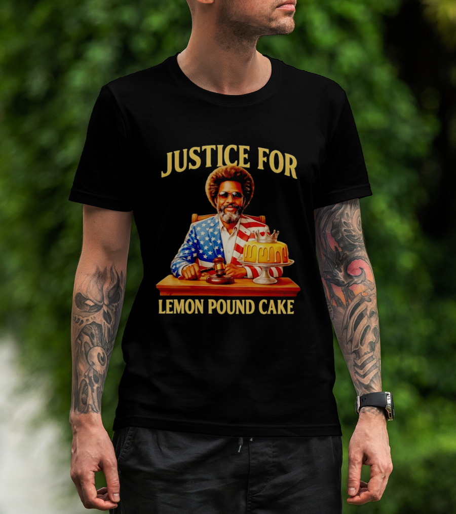 Justice For Lemon Pound Cake Meme Retro Style Judge With Gavel And Patriotic Suit T-Shirt