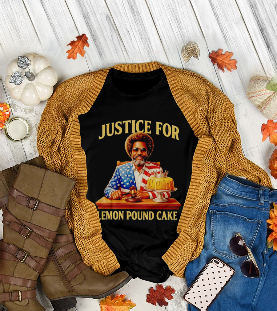 Justice for Lemon Pound Cake Meme Retro Style Judge with Gavel and Patriotic Suit T-Shirt