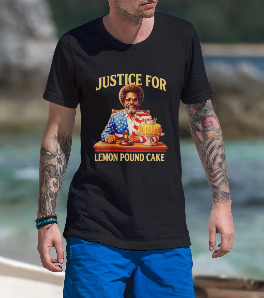 Justice For Lemon Pound Cake Meme Retro Style Judge With Gavel And Patriotic Suit T-Shirt