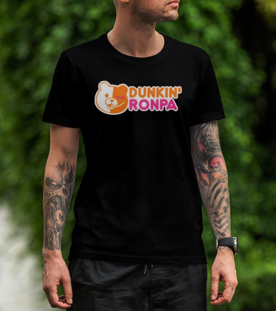 Dunkin' Ronpa Bear Face Graphic Brian Beacock T-Shirt