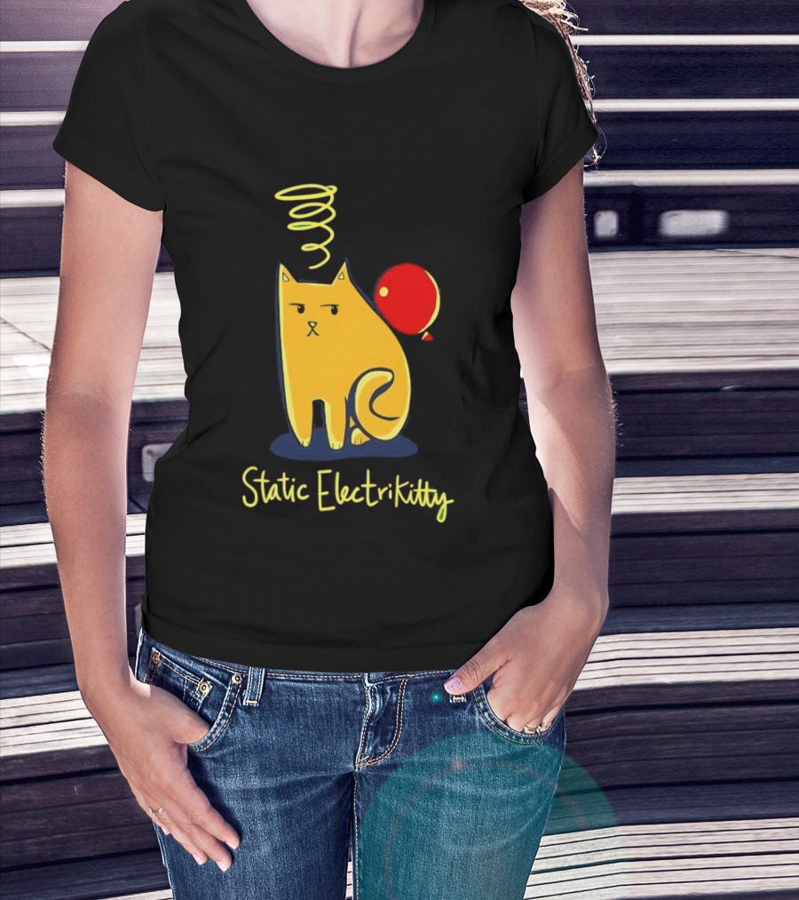 Static Electricity Cat Balloon Fun T-Shirt