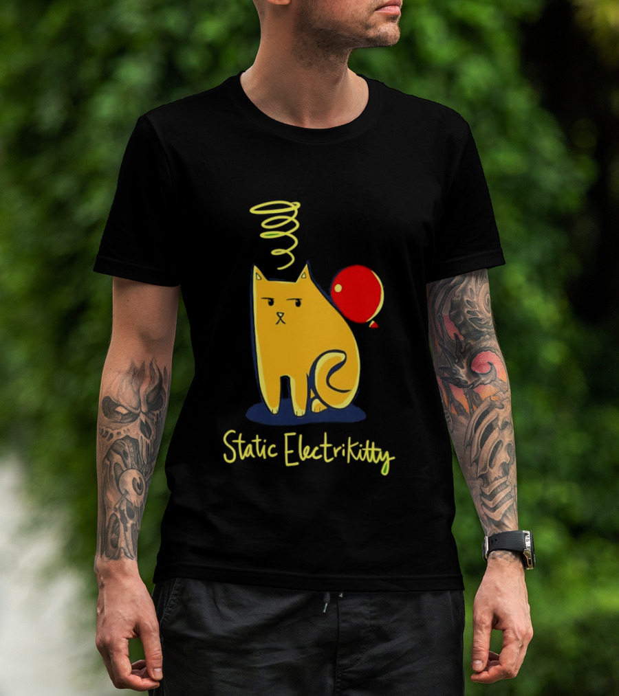 Static Electricity Cat Balloon Fun T-Shirt