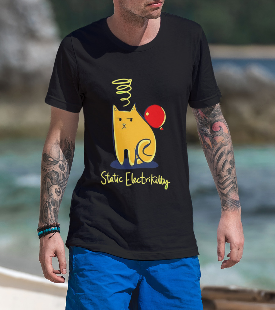 Static Electricity Cat Balloon Fun T-Shirt