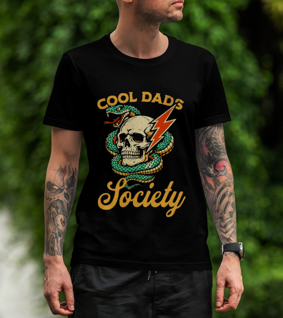 Cool Dads Society Skull Snake Lightning Bolt T-Shirt