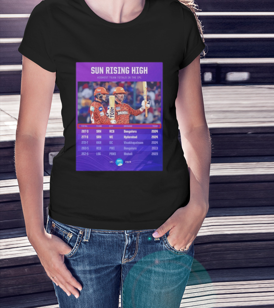 Sun Rising High SRH Highest Team Totals IPL 2024 Bengaluru Hyderabad Visakhapatnam Mohali T-Shirt