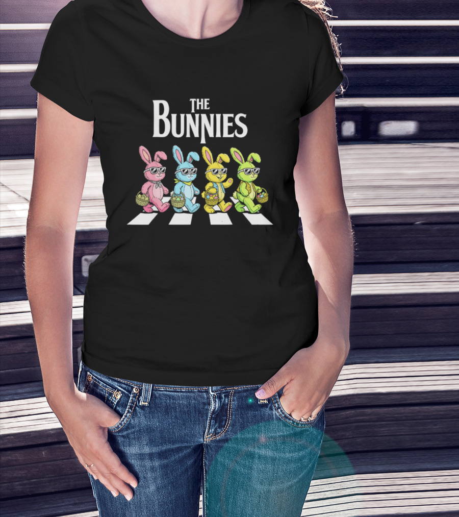 The Bunnies Walking Across Abbey Road In Colorful Sunglasses T-Shirt