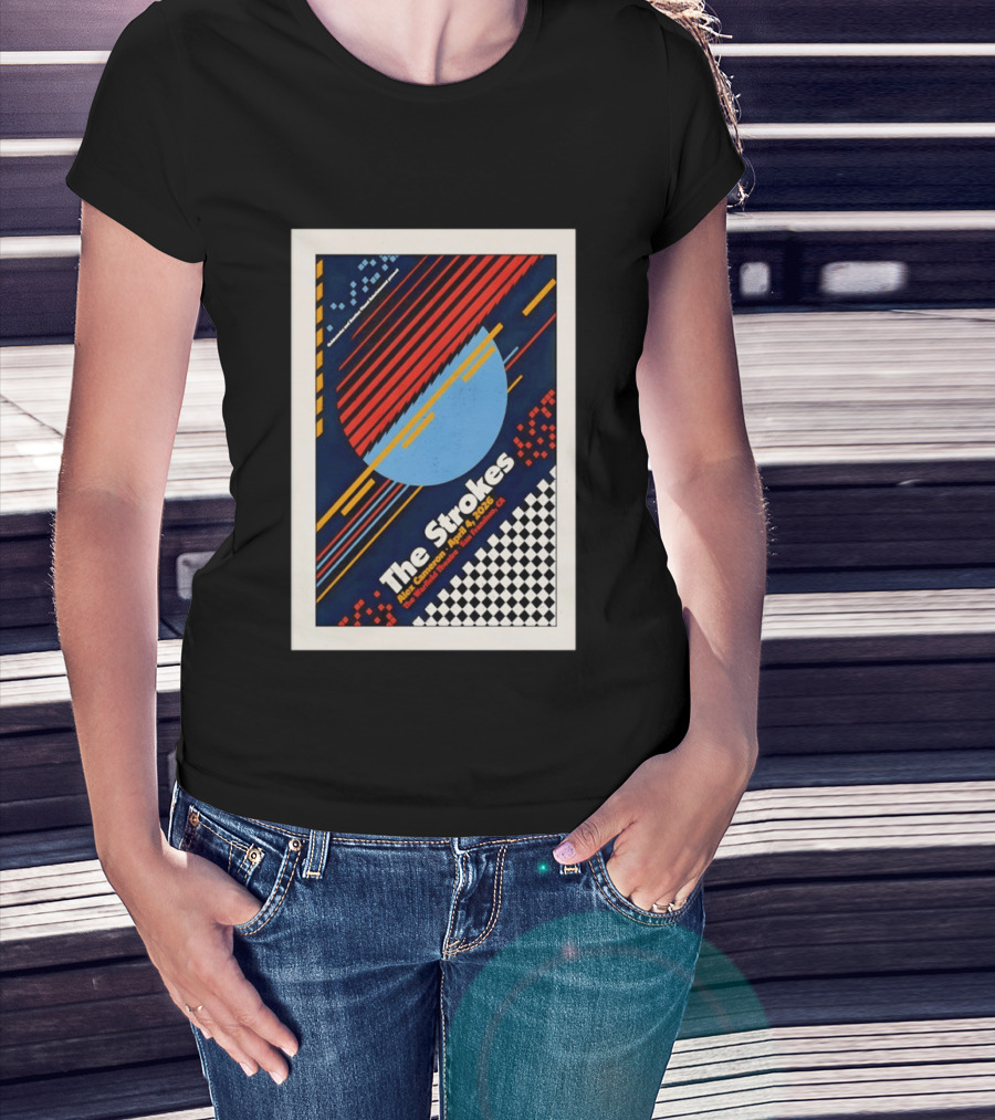The Strokes Alex Cameron April 4 2026 San Francisco CA Checkerboard Stripes T-Shirt