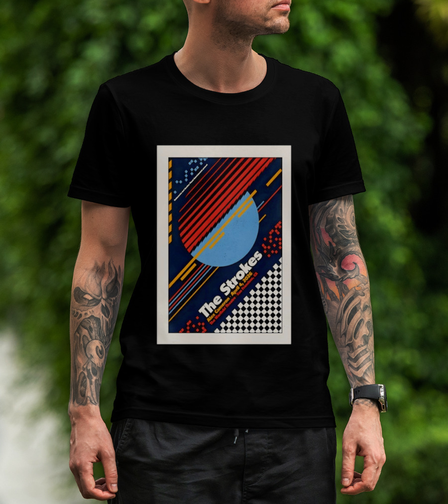 The Strokes Alex Cameron April 4 2026 San Francisco CA Checkerboard Stripes T-Shirt