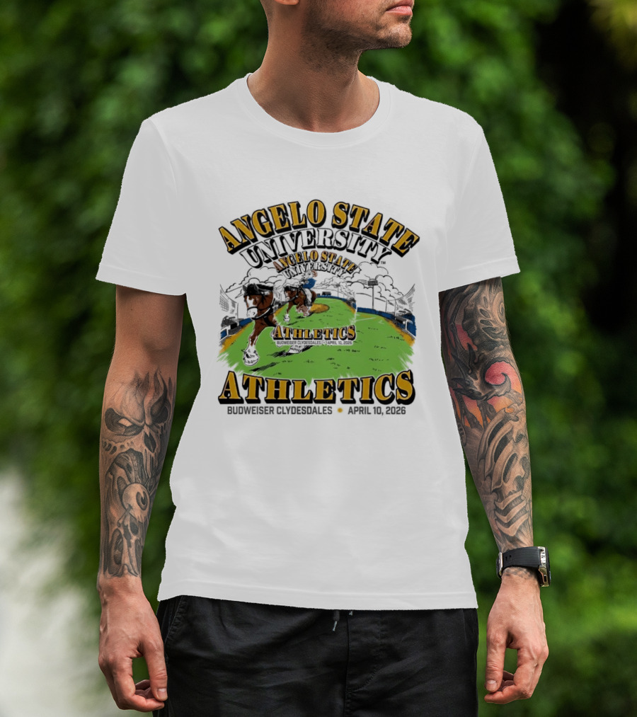 Angelo State University Athletics Budweiser Clydesdales April 10 2026 Event Celebration T-Shirt