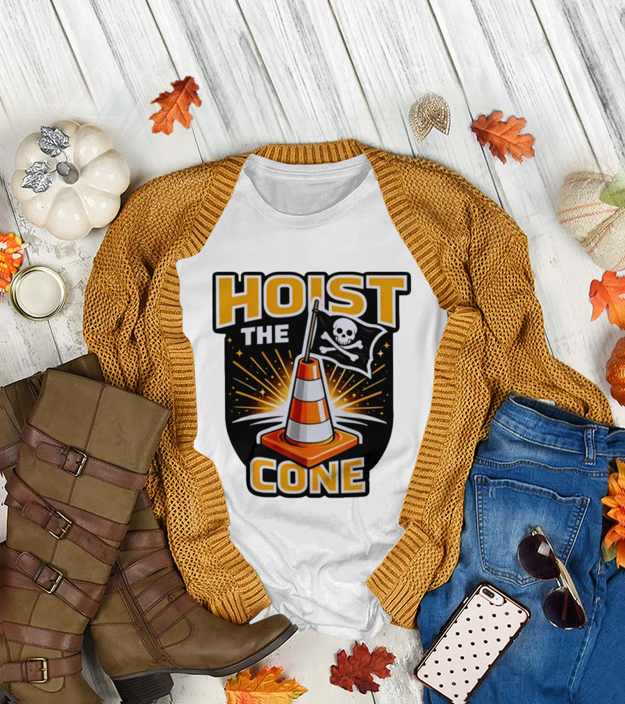 Hoist The Cone Pirate Flag Skull and Crossbones Traffic Cone T-Shirt